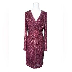 Eliza J Maroon Sequin Cocktail Dress Size 6 NWT $178